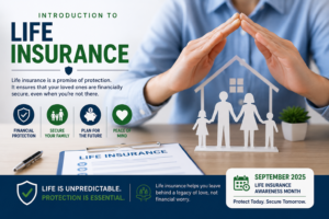 Introduction to life insurance during Life Insurance Awareness Month 2025 showing family protection and financial security concept